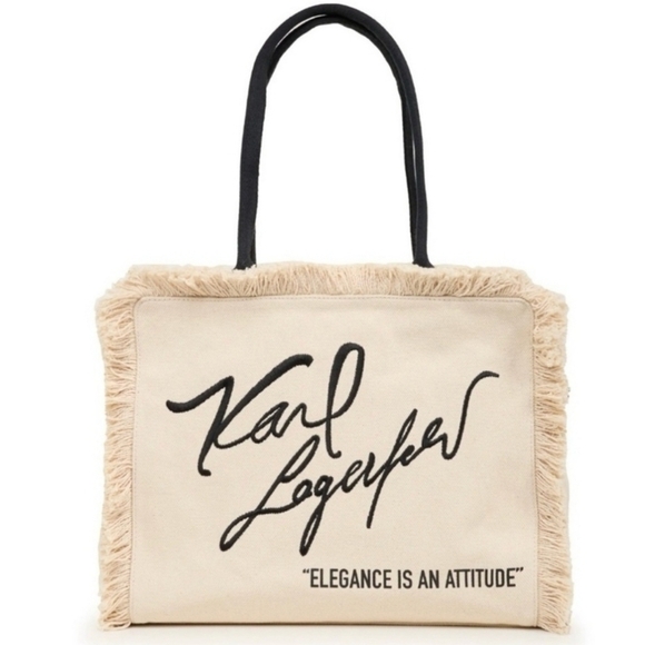 Karl Lagerfeld Handbags - 🖤🔹️Karl LAGERFELD🔹️ Tote beige “elegance is an attitude” NWOT